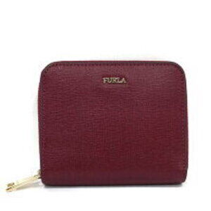 Furla BABYRON Round Zip Compact Wallet Bordeaux Leather